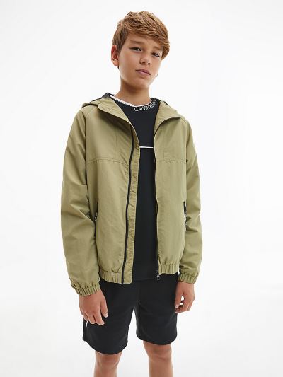 Calvin Klein Ruhák HU752008 | Calvin Klein Nylon Hooded Zip Up Fiu Dzseki Olivazöld / Khaki